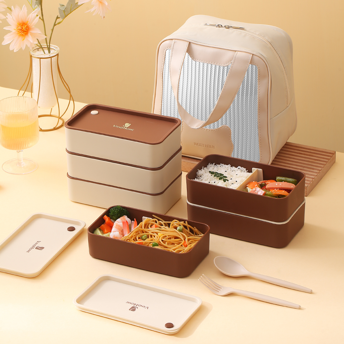 Meal Prep Bag - WORTHBUY Portable Sealed Plastic Bento Lunch