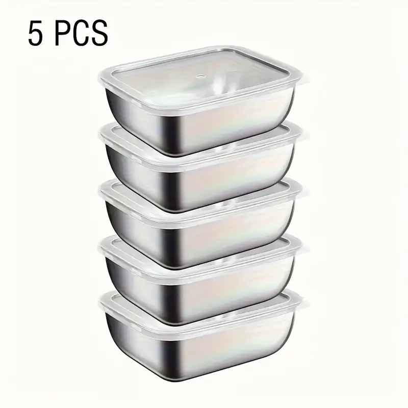 Meal Prep Kit - 5pcs Stainless Steel Food Storage Stackable