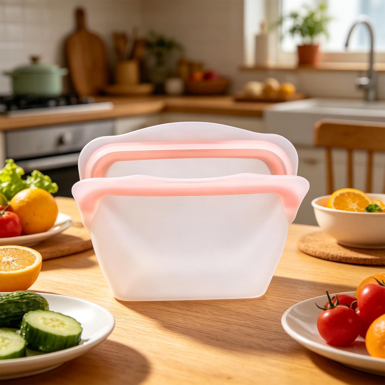 Meal Prep Bag - Reusable Sandwich Bags Silicone Leakproof Stand