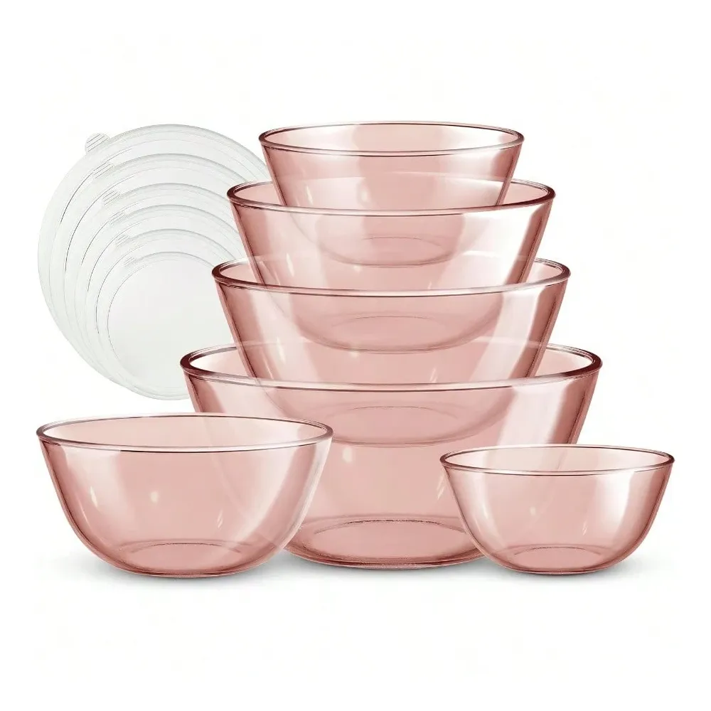 Meal Prep Kit - Pc Glass Mixing Bowl Set With