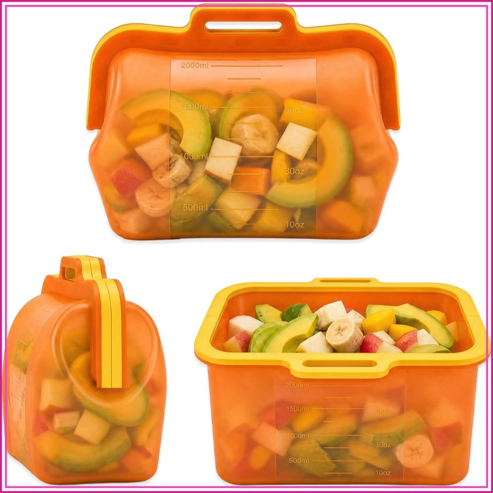 Meal Prep Bag - Reusable Silicone Food Storage Bags, Stand