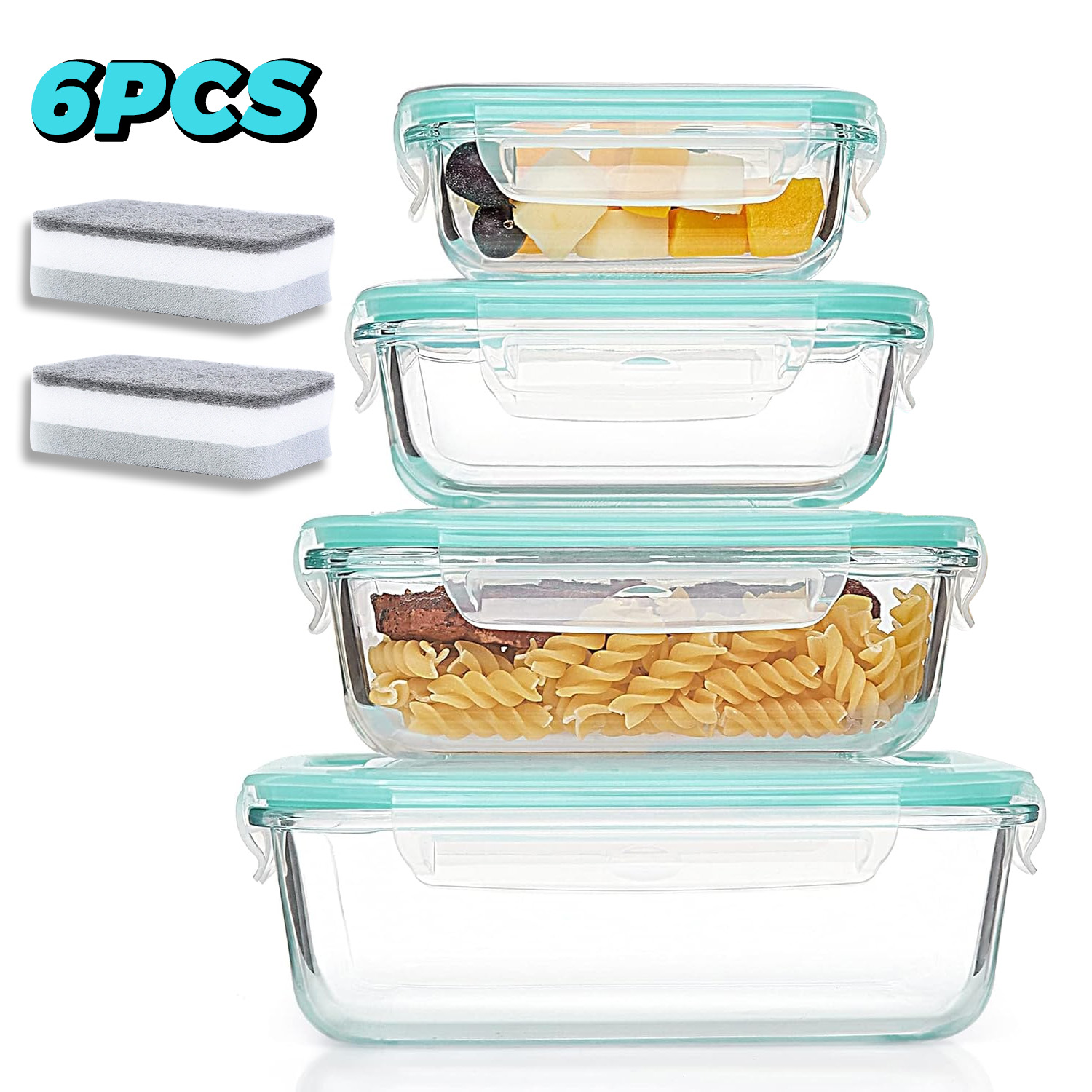 Meal Prep Jars With Lids - Glass Food Storage Containers 4-Pack with