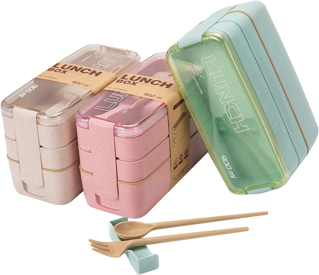 Meal Prep Japanese - Rarapop 3 Pack Stackable Bento Box