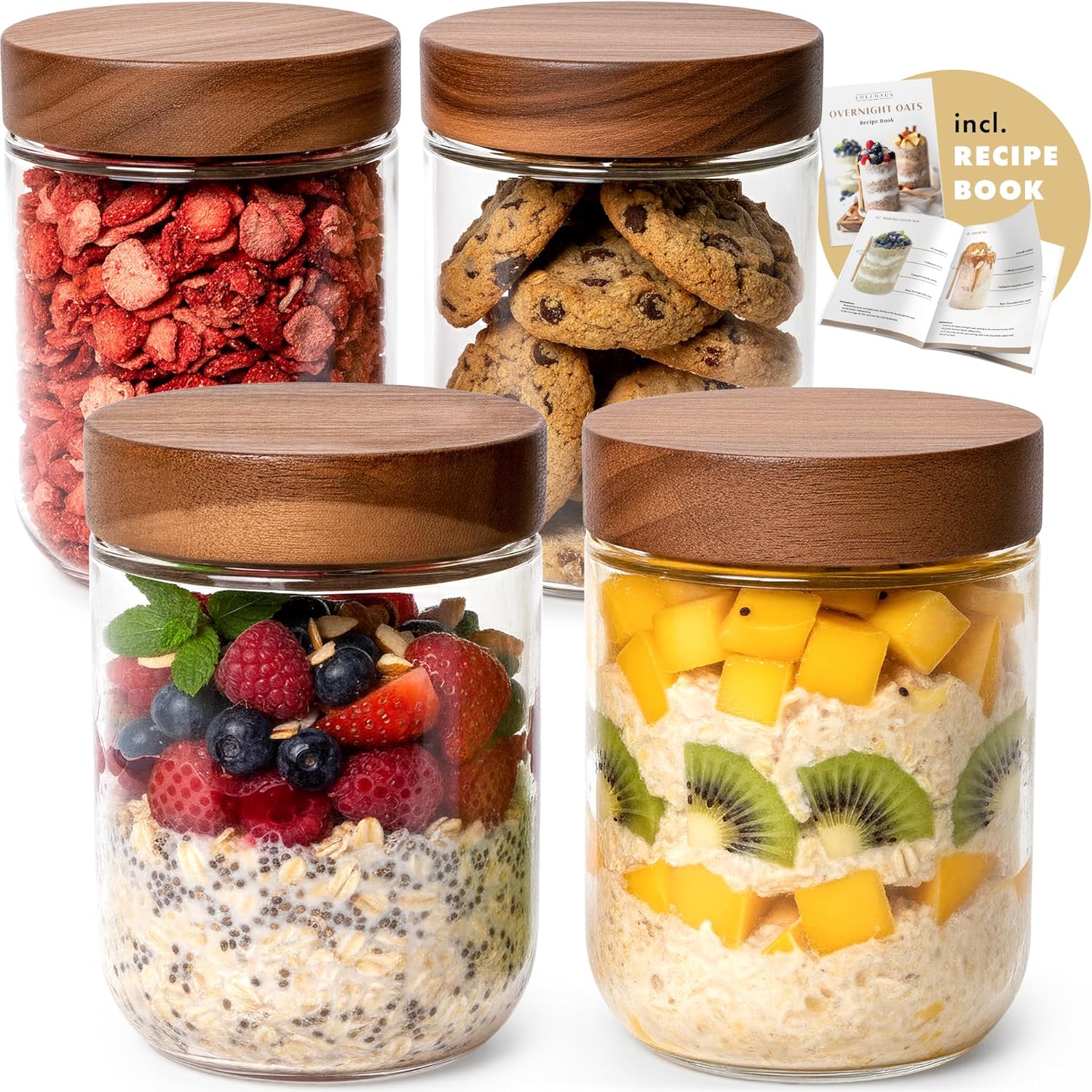 Overnight Oats Containers with - Meal Prep Jars With Lids ulasan dan harga