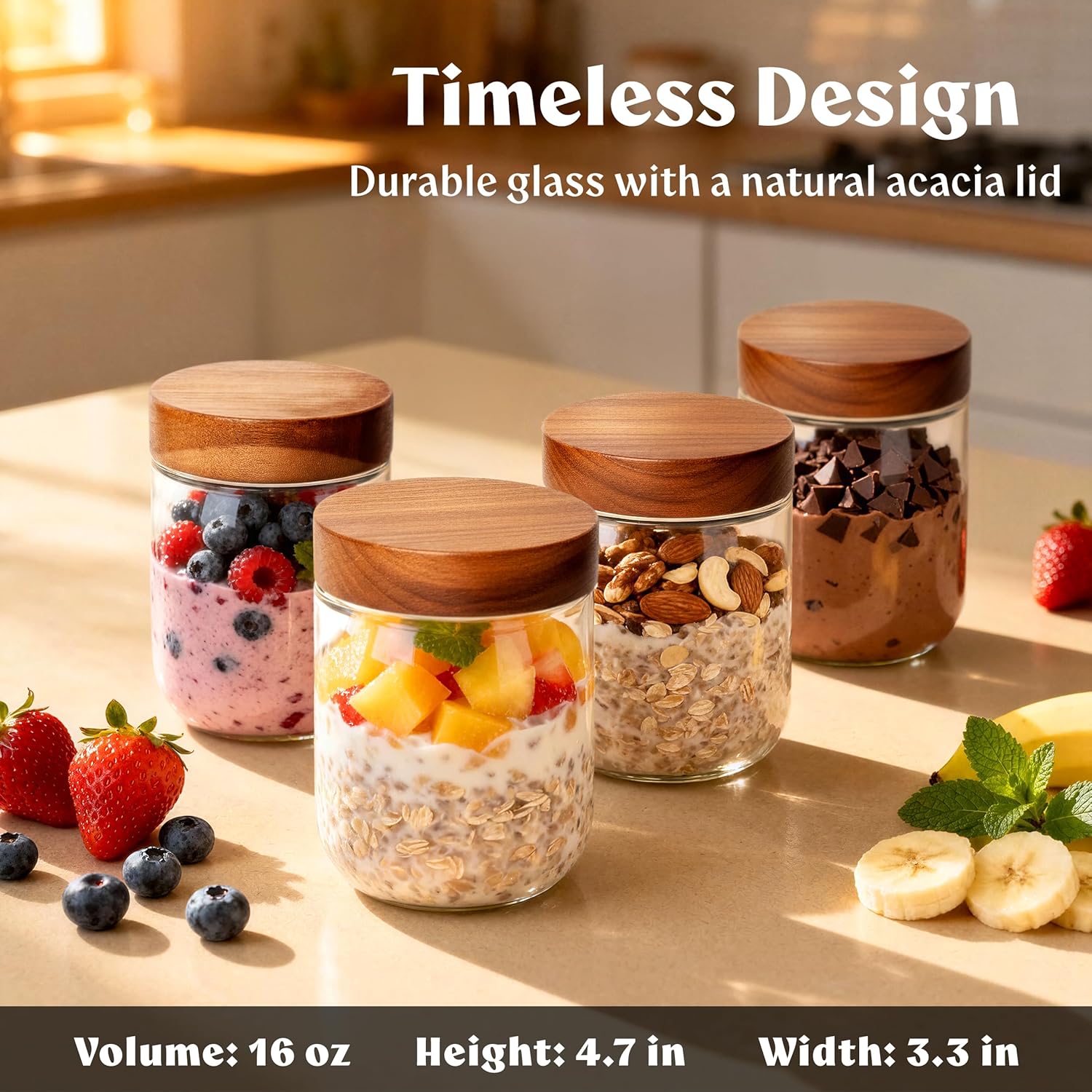 Overnight Oats Containers with - Meal Prep Jars With Lids ulasan dan harga