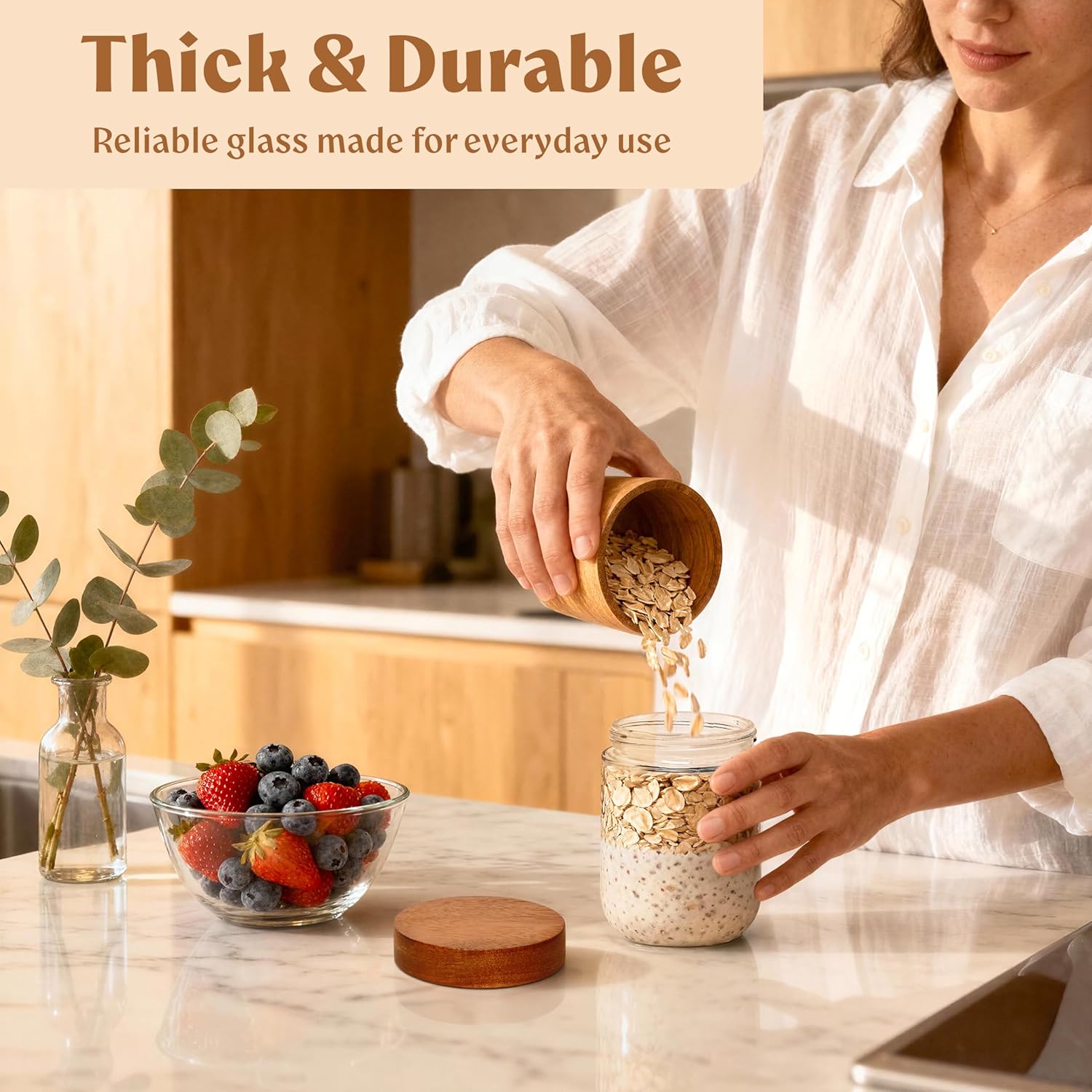Overnight Oats Containers with - Meal Prep Jars With Lids ulasan dan harga