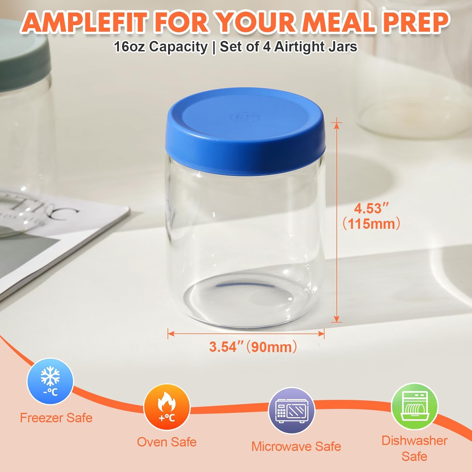 Premium 16oz Borosilicate Glas - Meal Prep Jars With Lids ulasan dan harga