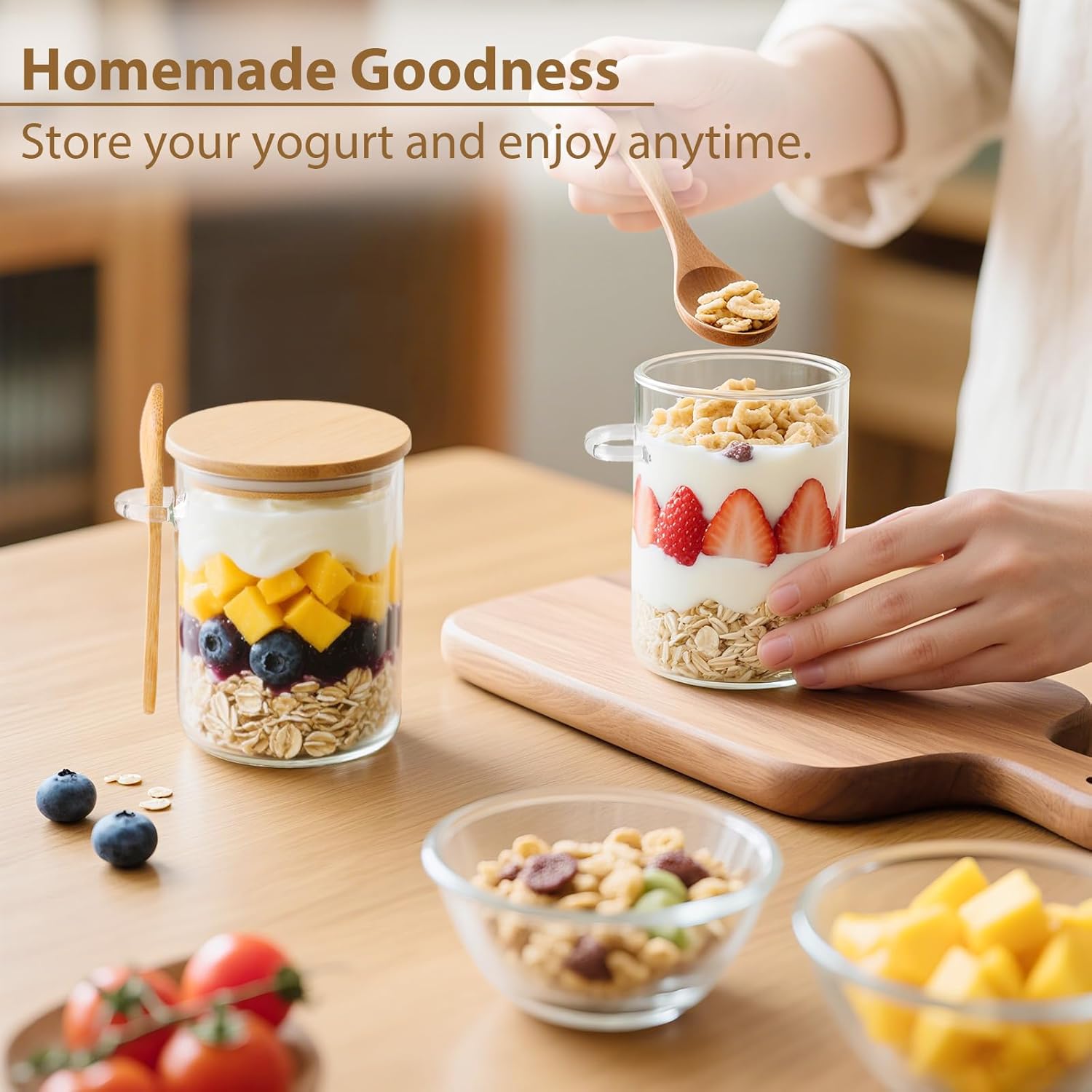 6 Pack Overnight Oats Containe - Meal Prep Jars With Lids ulasan dan harga