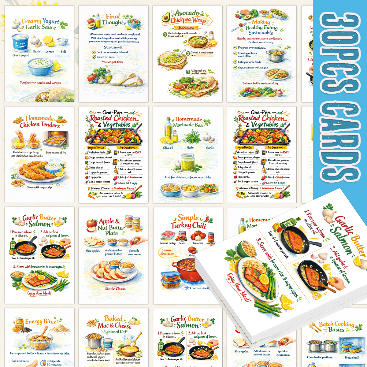 30pcs Wholesome Meals Recipe C - Meal Prep Recipes Healthy ulasan dan harga