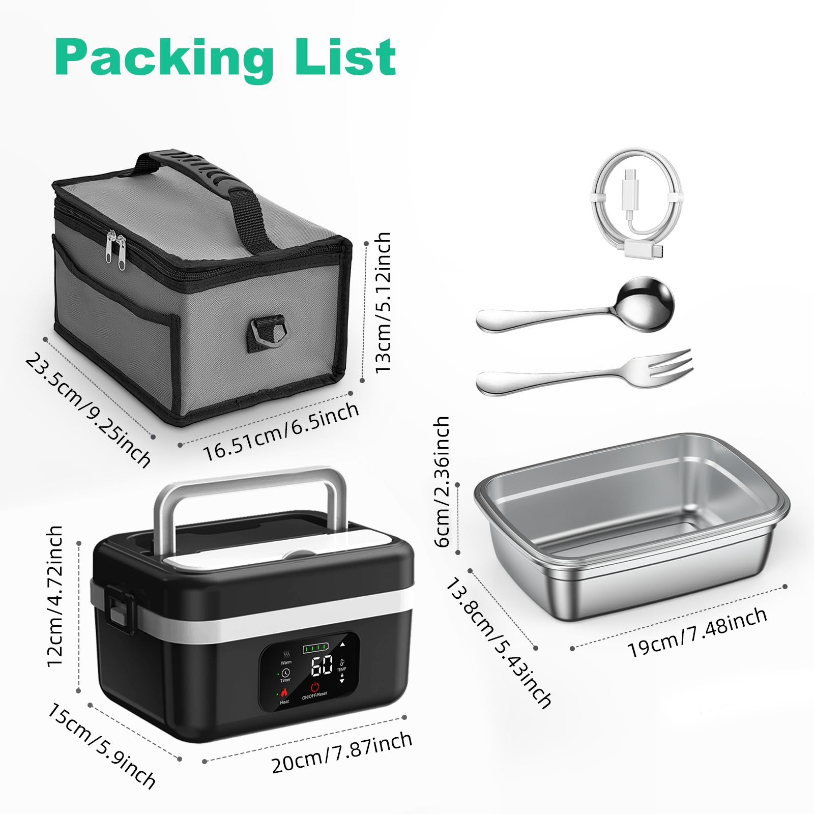 8000mAh Rechargeable Timer Aut - Meal Prep Bag ulasan dan harga
