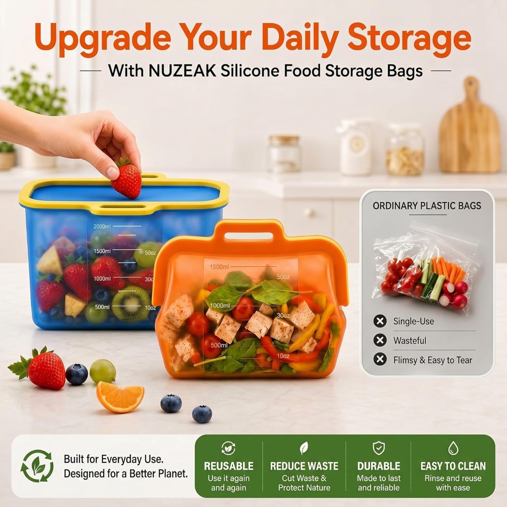 Reusable Silicone Food Storage - Meal Prep Bag ulasan dan harga