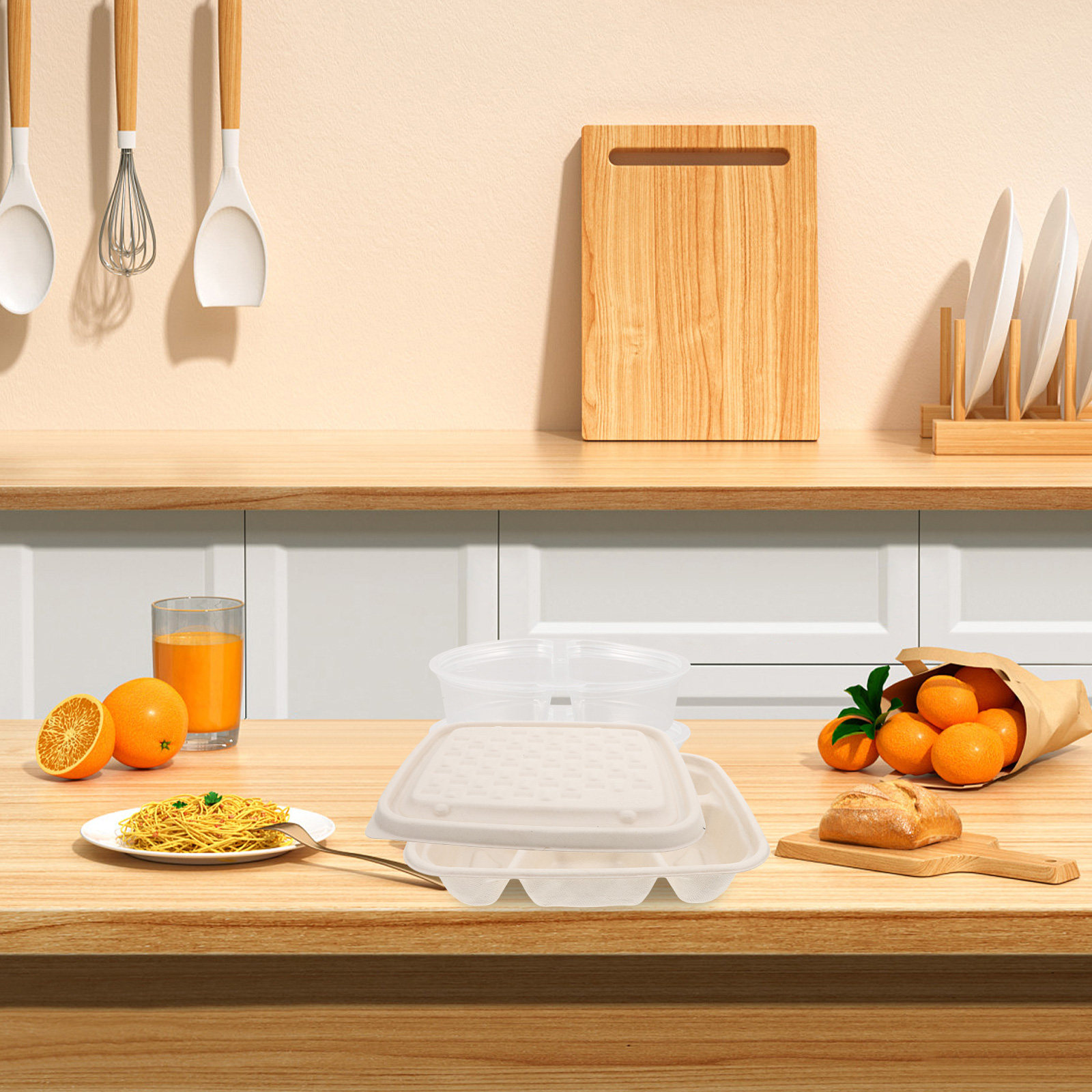 10Pcs Disposable Divided Food  - Meal Prep Restaurant ulasan dan harga