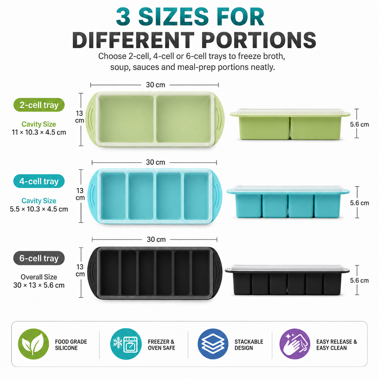 3 Pack Silicone Freezer Trays  - Meal Prep Kit ulasan dan harga