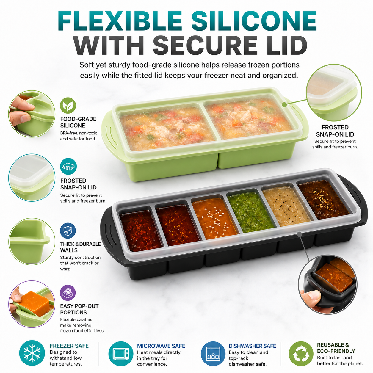 3 Pack Silicone Freezer Trays  - Meal Prep Kit ulasan dan harga