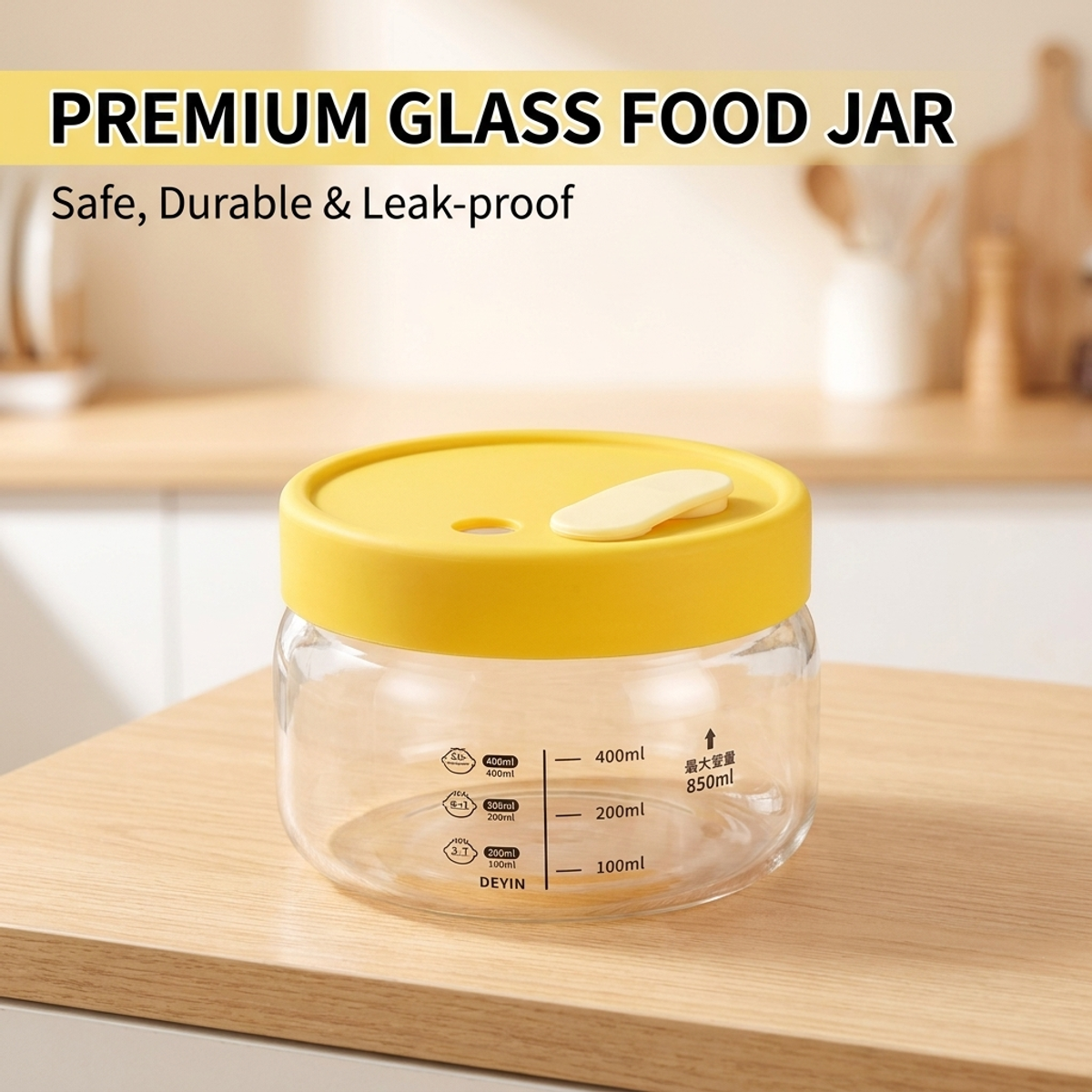 Leakproof Glass Food Storage C - Meal Prep Jars With Lids ulasan dan harga