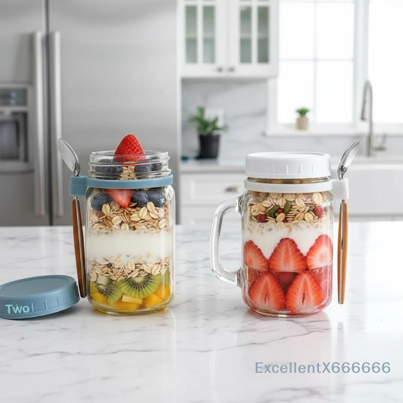 500ml Glass Container for Over - Meal Prep Jars With Lids ulasan dan harga