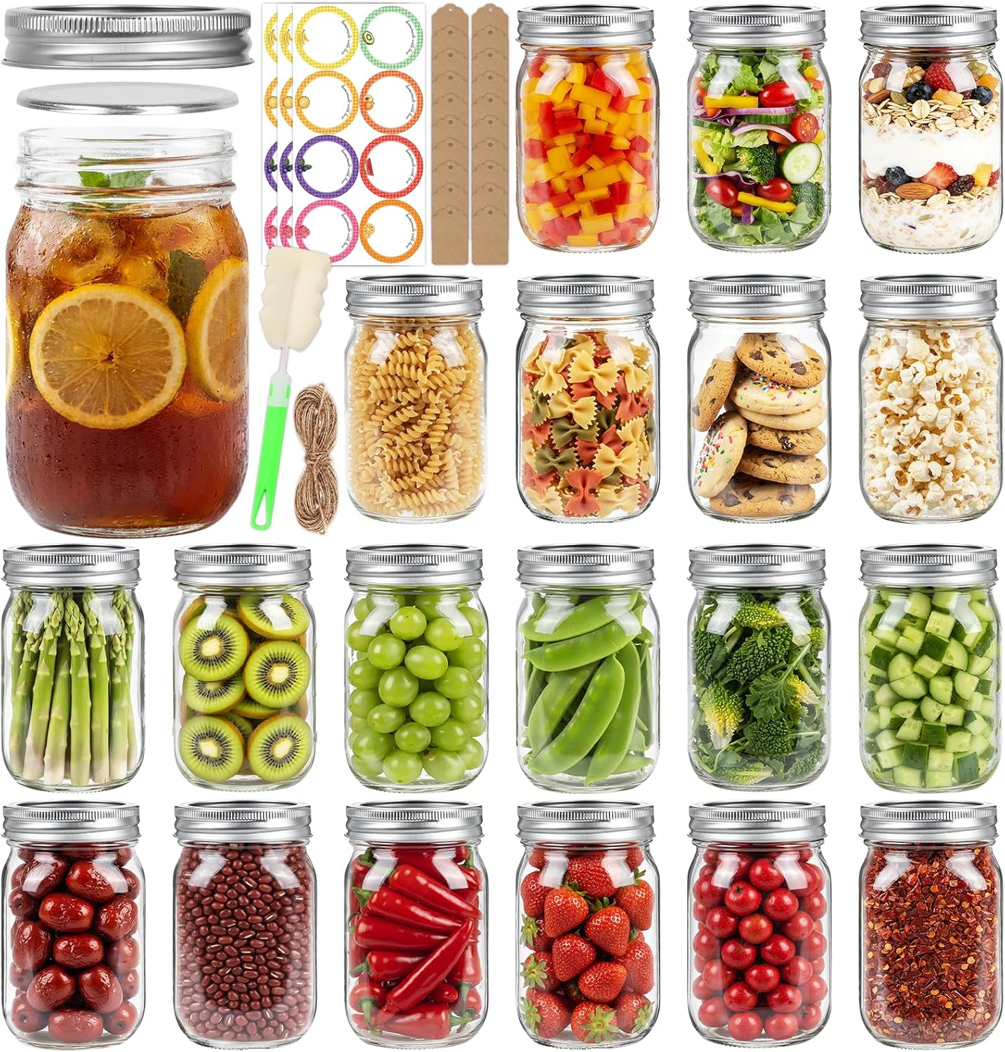 12 oz    Jars with Lids 20 Pac - Meal Prep Jars With Lids ulasan dan harga