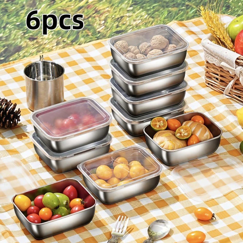 6Pcs Stainless Steel Food Cont - Meal Prep Kit ulasan dan harga