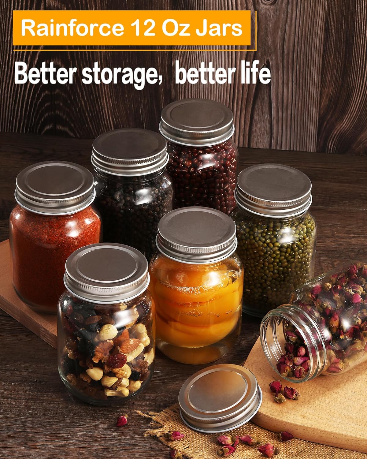 12oz Glass Jars With Lids Regu - Meal Prep Jars With Lids ulasan dan harga