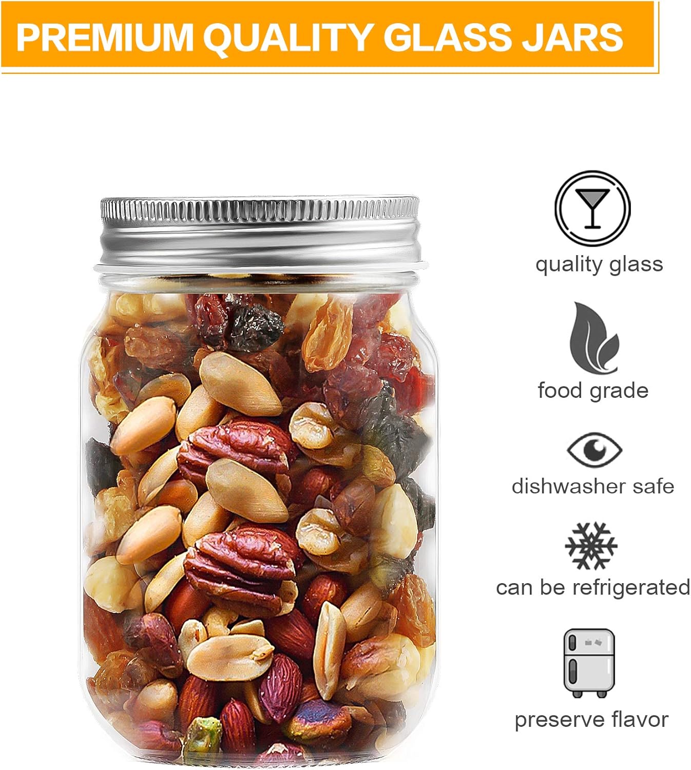 12oz Glass Jars With Lids Regu - Meal Prep Jars With Lids ulasan dan harga