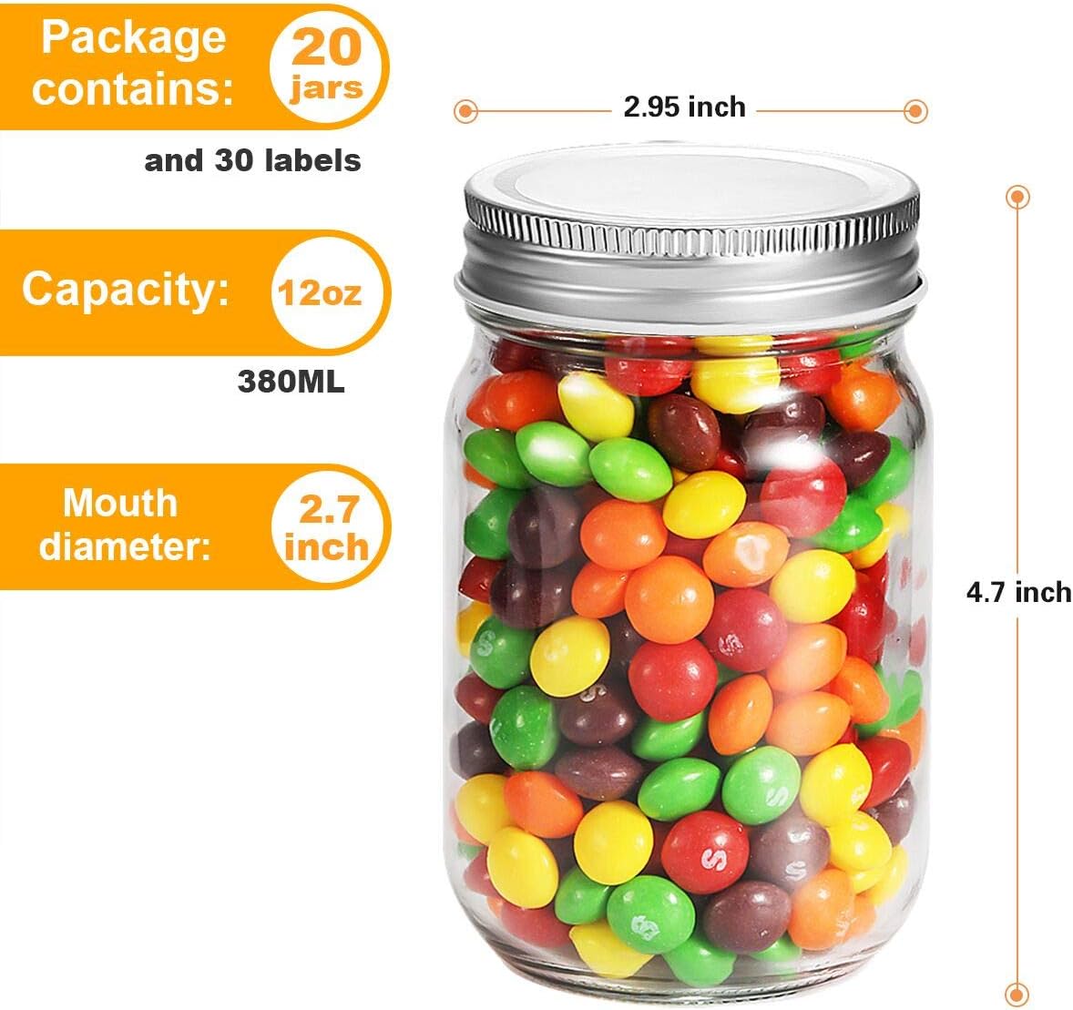 12oz Glass Jars With Lids Regu - Meal Prep Jars With Lids ulasan dan harga