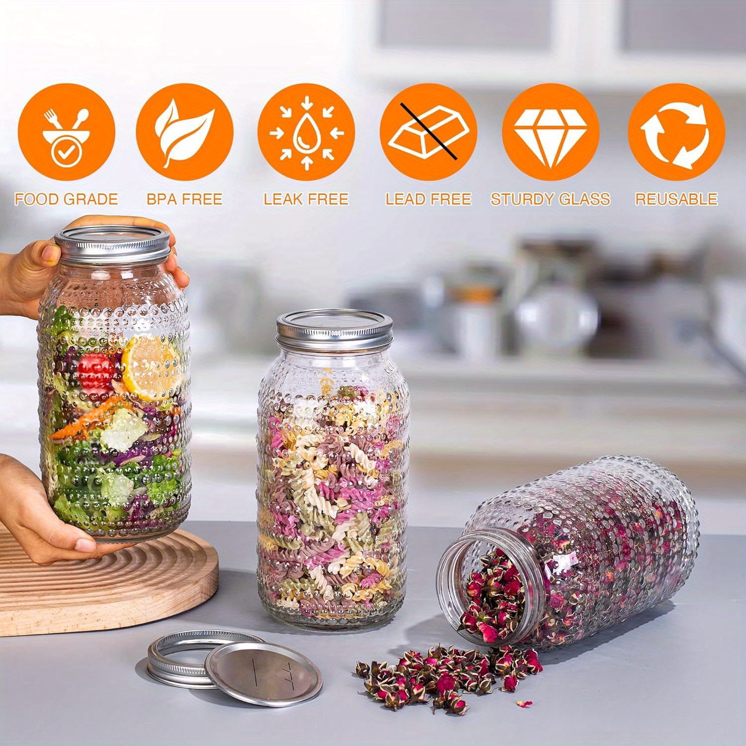 usMason Jars 64oz with Lids Wi - Meal Prep Idea ulasan dan harga