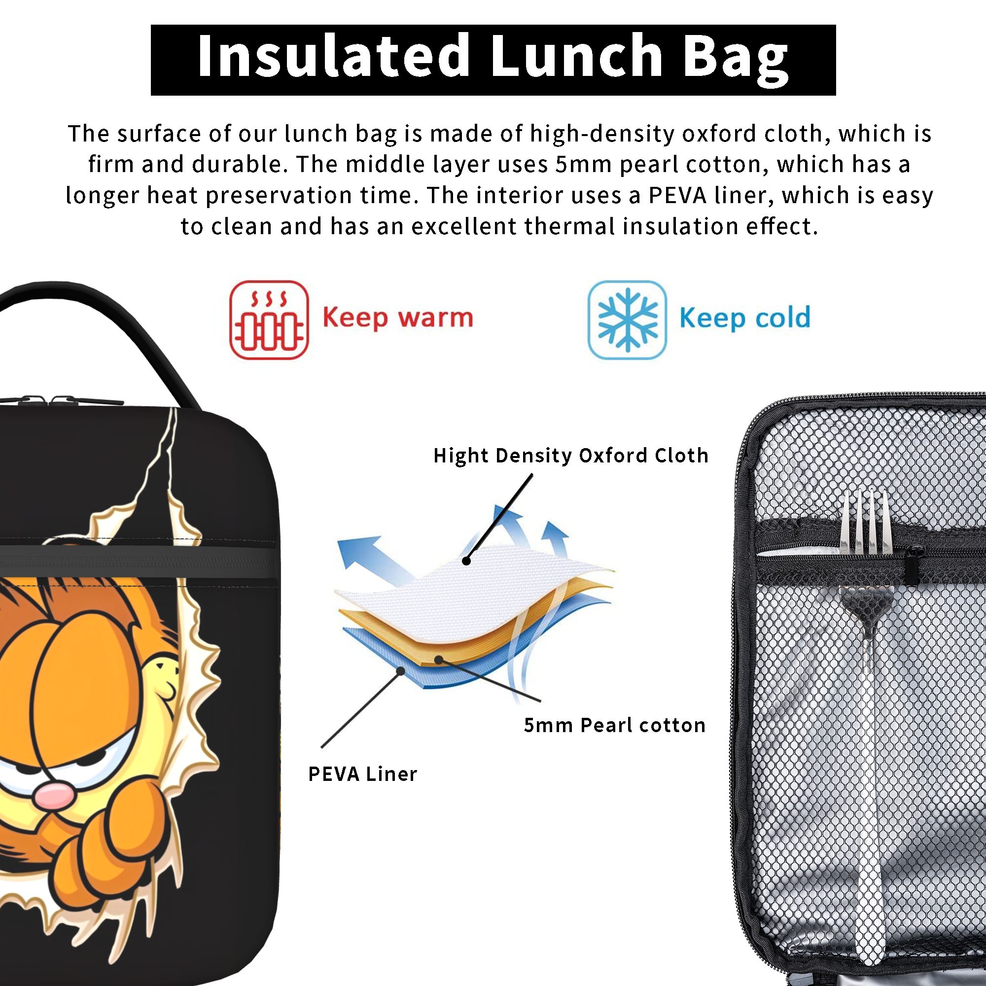 Garfielded Insulated Lunch Bag - Meal Prep Bag ulasan dan harga