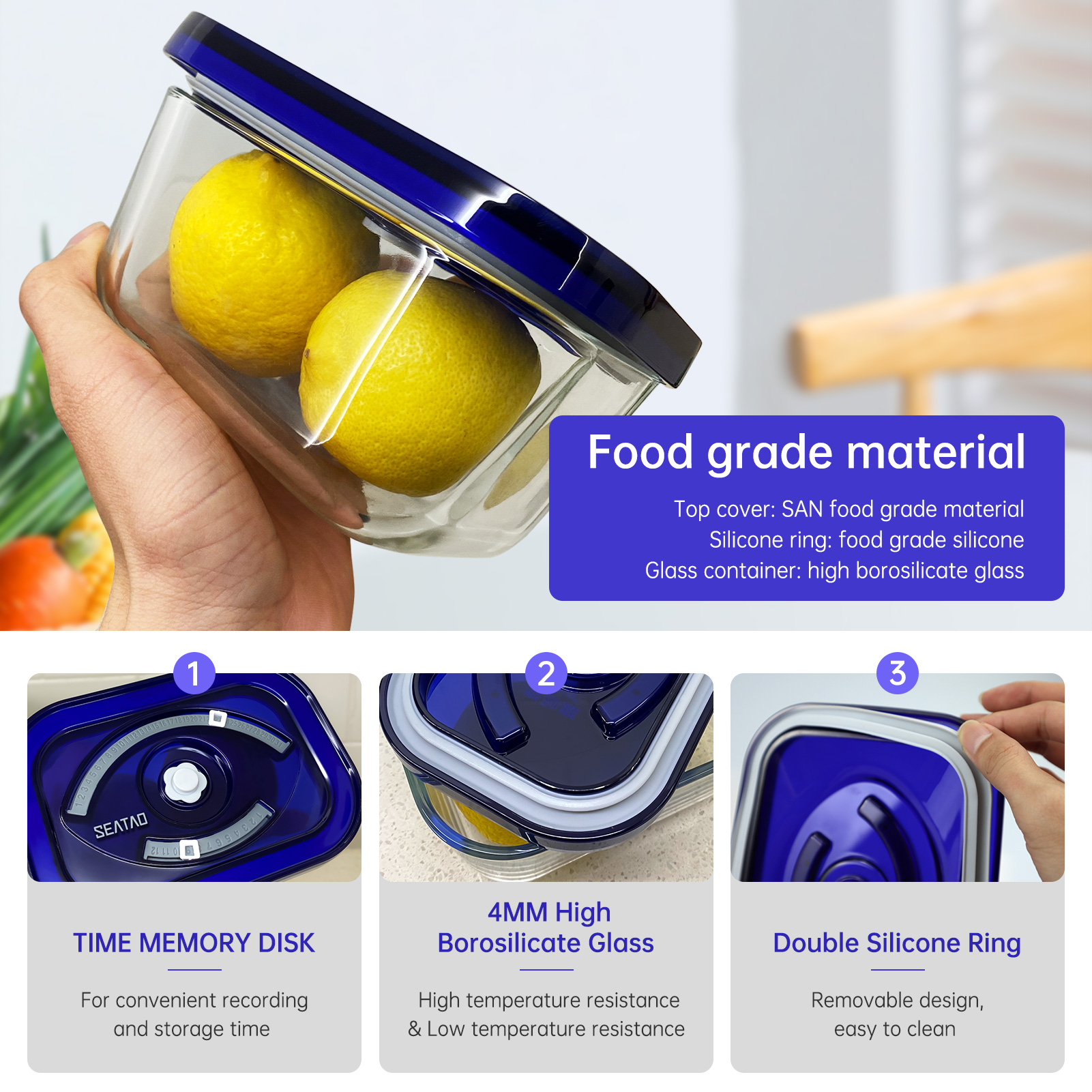 SEATAO Glass Food Storage Cont - Meal Prep Jars With Lids ulasan dan harga